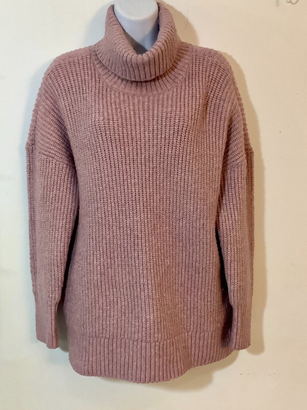 Pink Turtle Neck Sweater XL Ribbed Knit Nine West Cold Weather Cozy